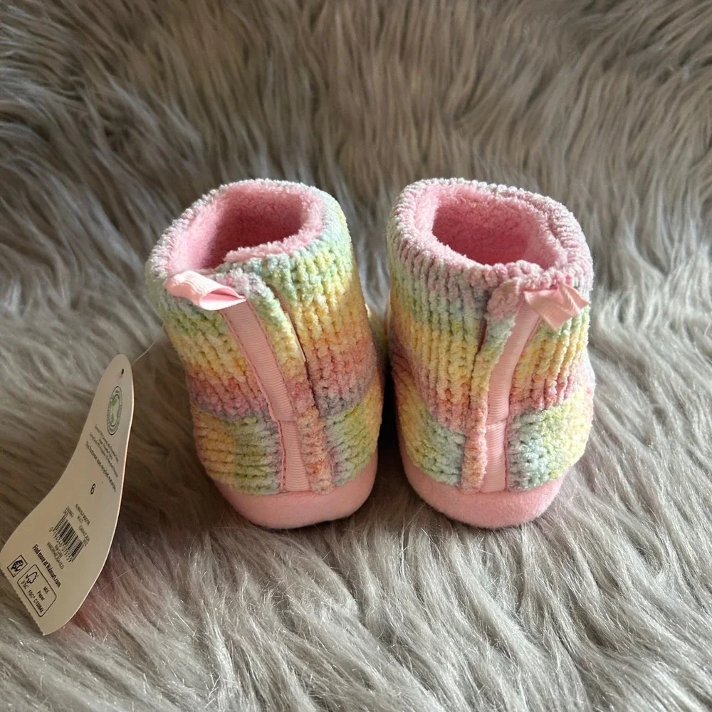 Wonder Nation Rainbow Slippers Girl's Size 6 Booties Shoes Slip On Adjustable